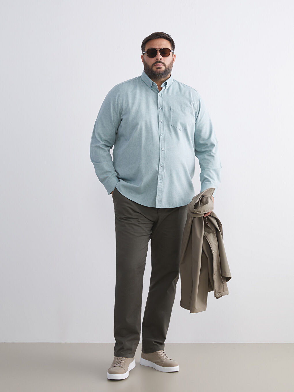 Turuncu Regular Fit Uzun Kollu Gabardin Erkek Gömlek-5