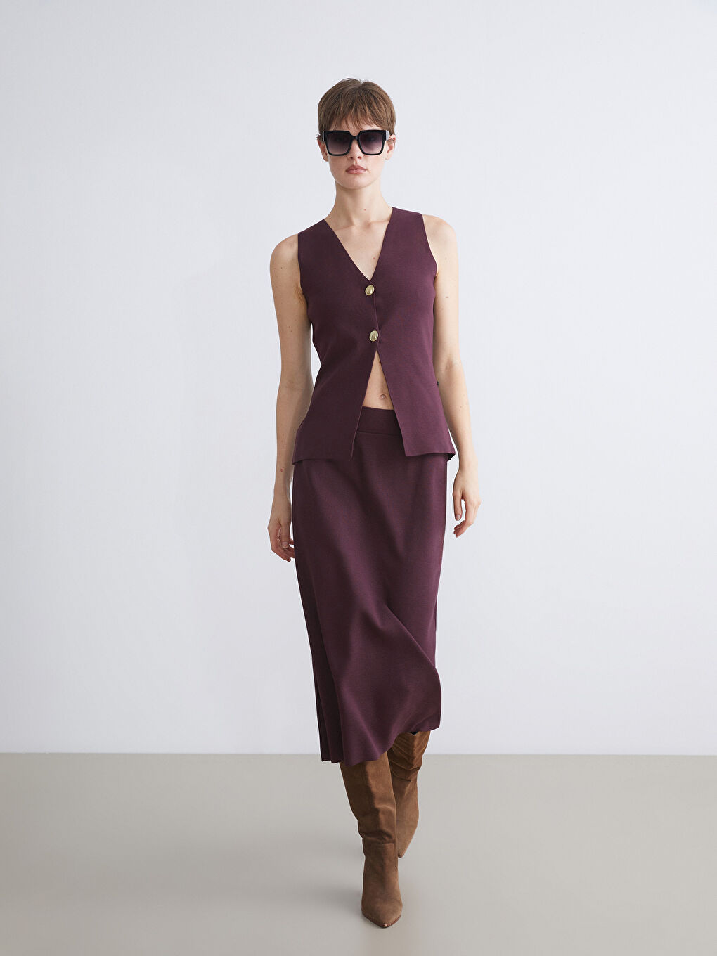 LCWAIKIKI Classic Woman BORDEAUX Skirt -W5EB83Z8-CWK