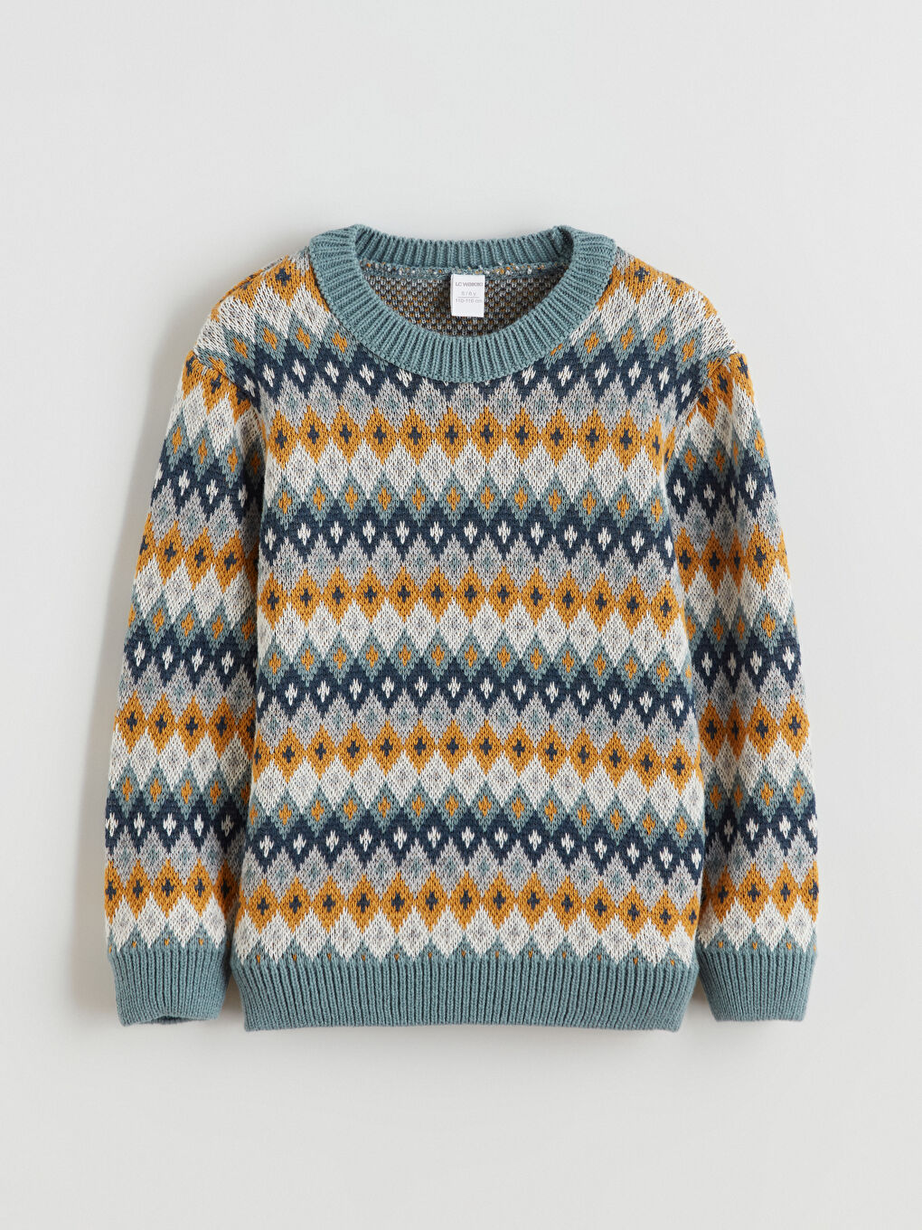 Gri Baklava Desenli Erkek Çocuk Triko Kazak-2