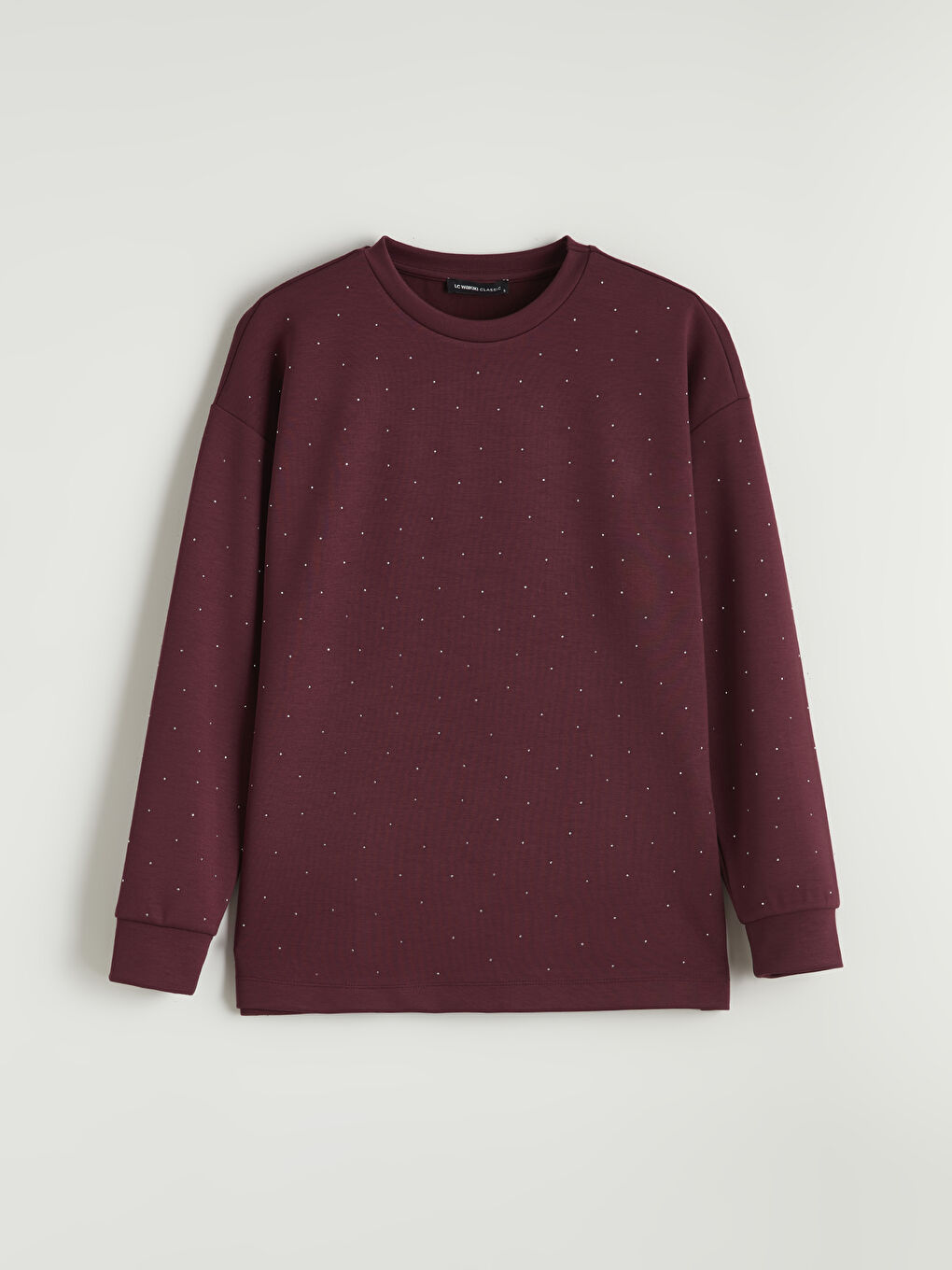 Mürdüm Taşlı Oversize Kadın Sweatshirt Tunik-4