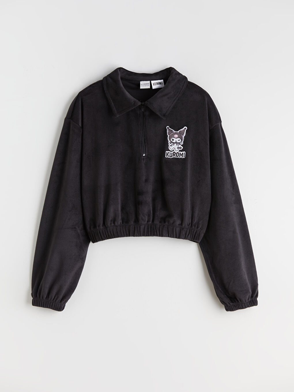 Siyah Polo Yaka Kuromi Nakışlı Kız Çocuk Sweatshirt ve Tayt-3