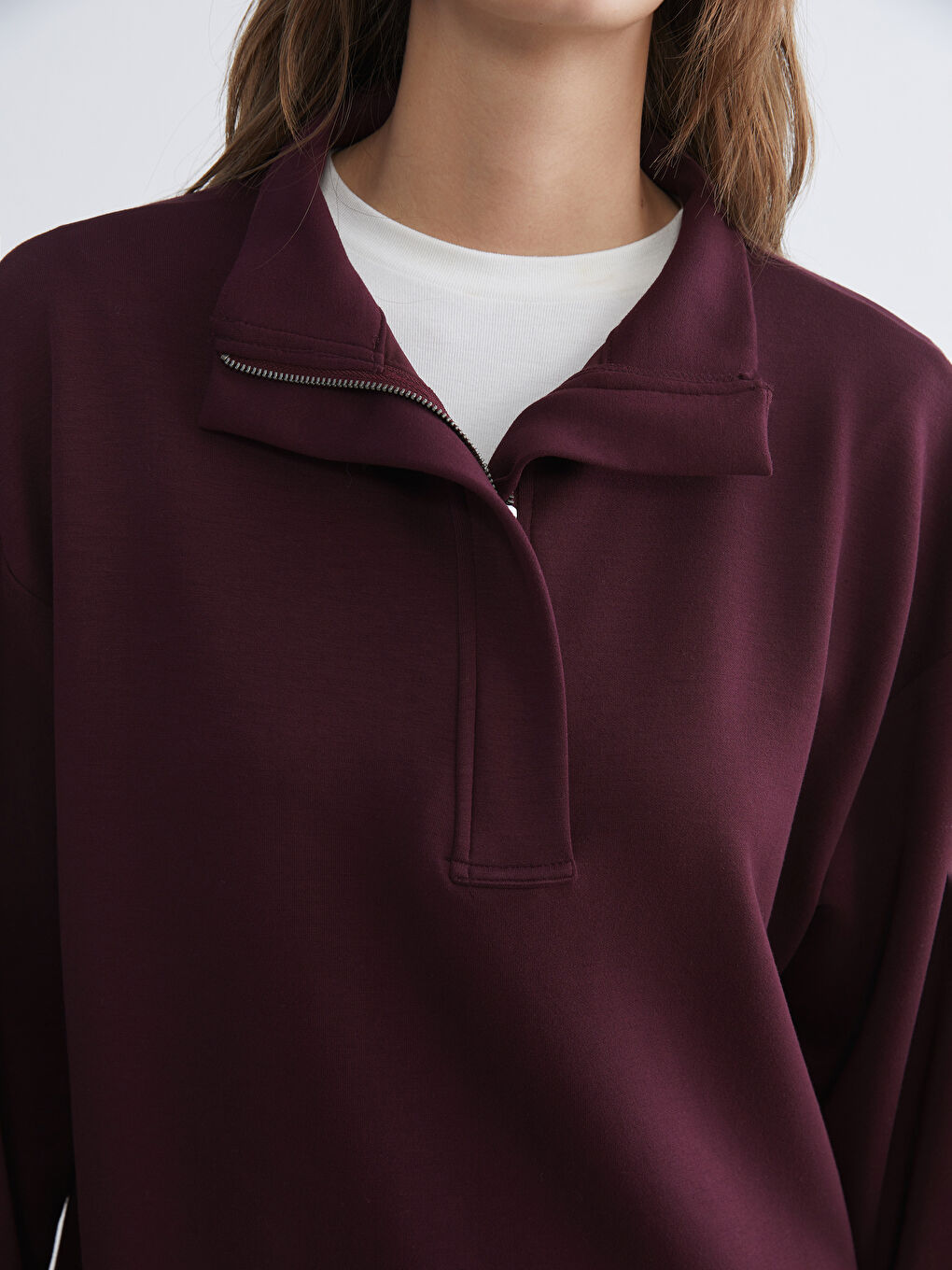 Dukserica tunika sa levkastim okovratnikom za žene-2