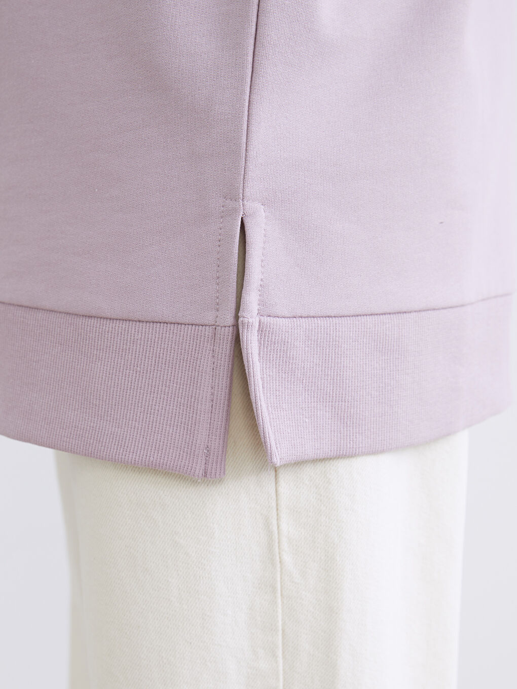 Lila Çiçekli Oversize Kadın Sweatshirt Tunik-2