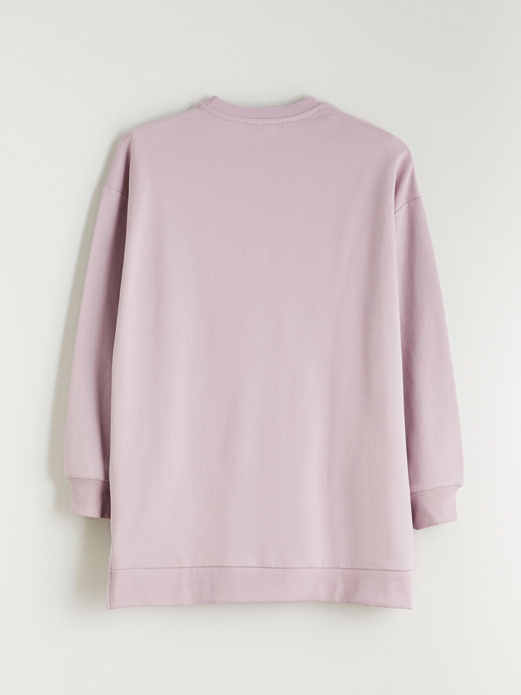 Lila Çiçekli Oversize Kadın Sweatshirt Tunik-5