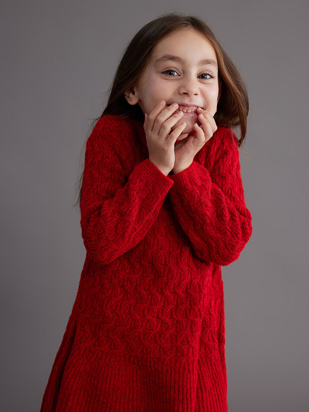 Платье из трикотажа с круглым вырезом для девочек-1