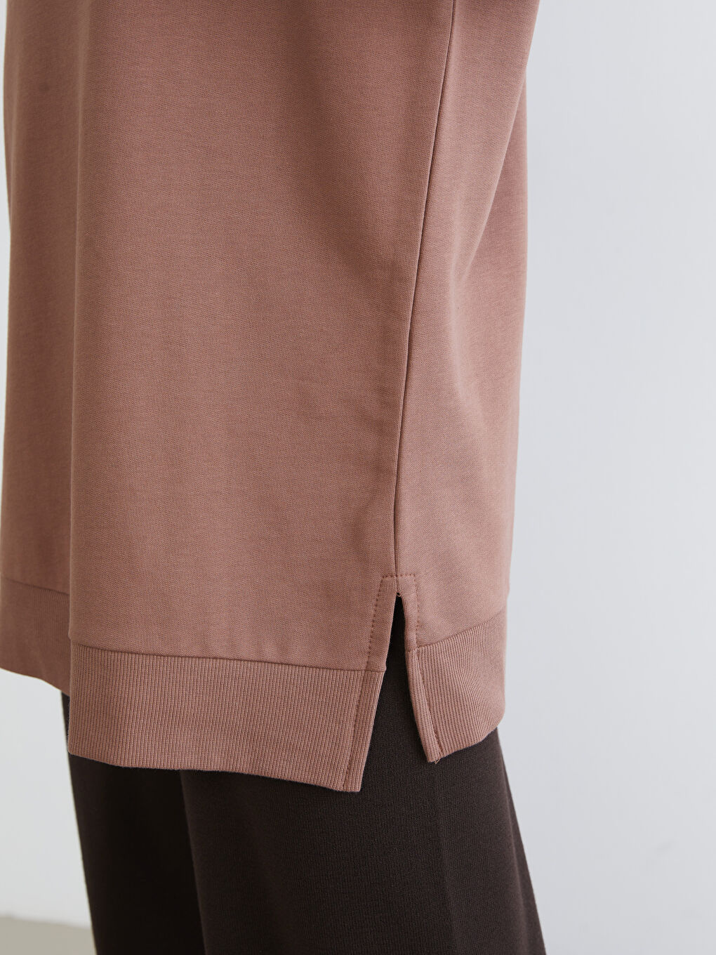 Kahverengi Baskılı Oversize Kadın Sweatshirt Tunik-2