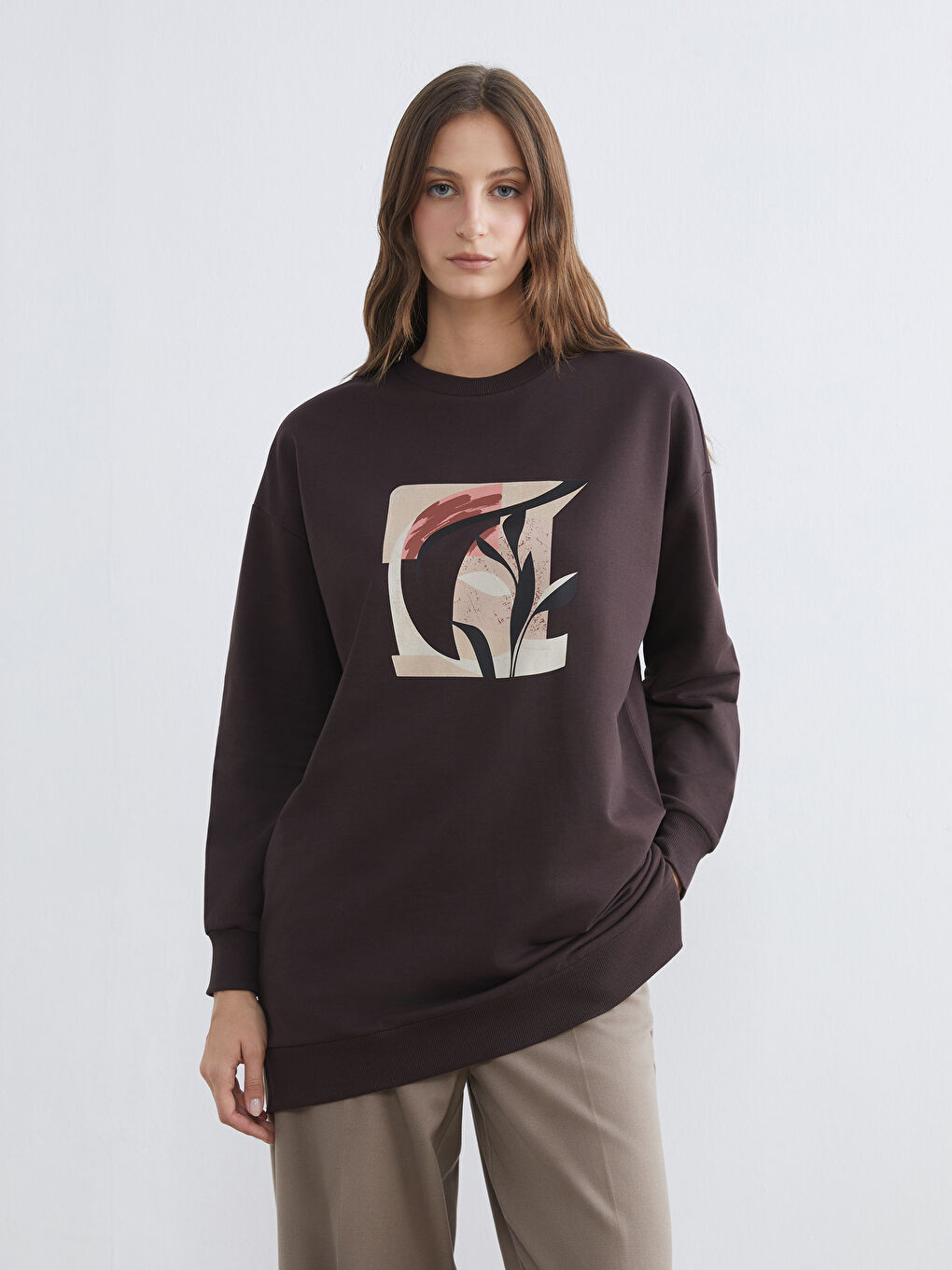 Printed Oversize Women's Sweatshirt Tunic