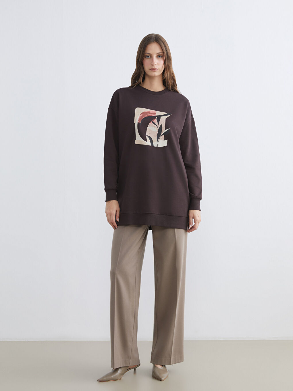 Printed Oversize Women's Sweatshirt Tunic-1