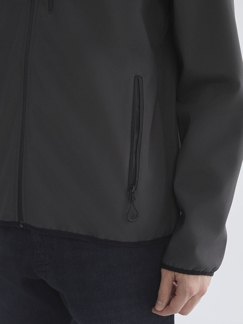 Gri Standart Kalıp Kapüşonlu Erkek Mont-3