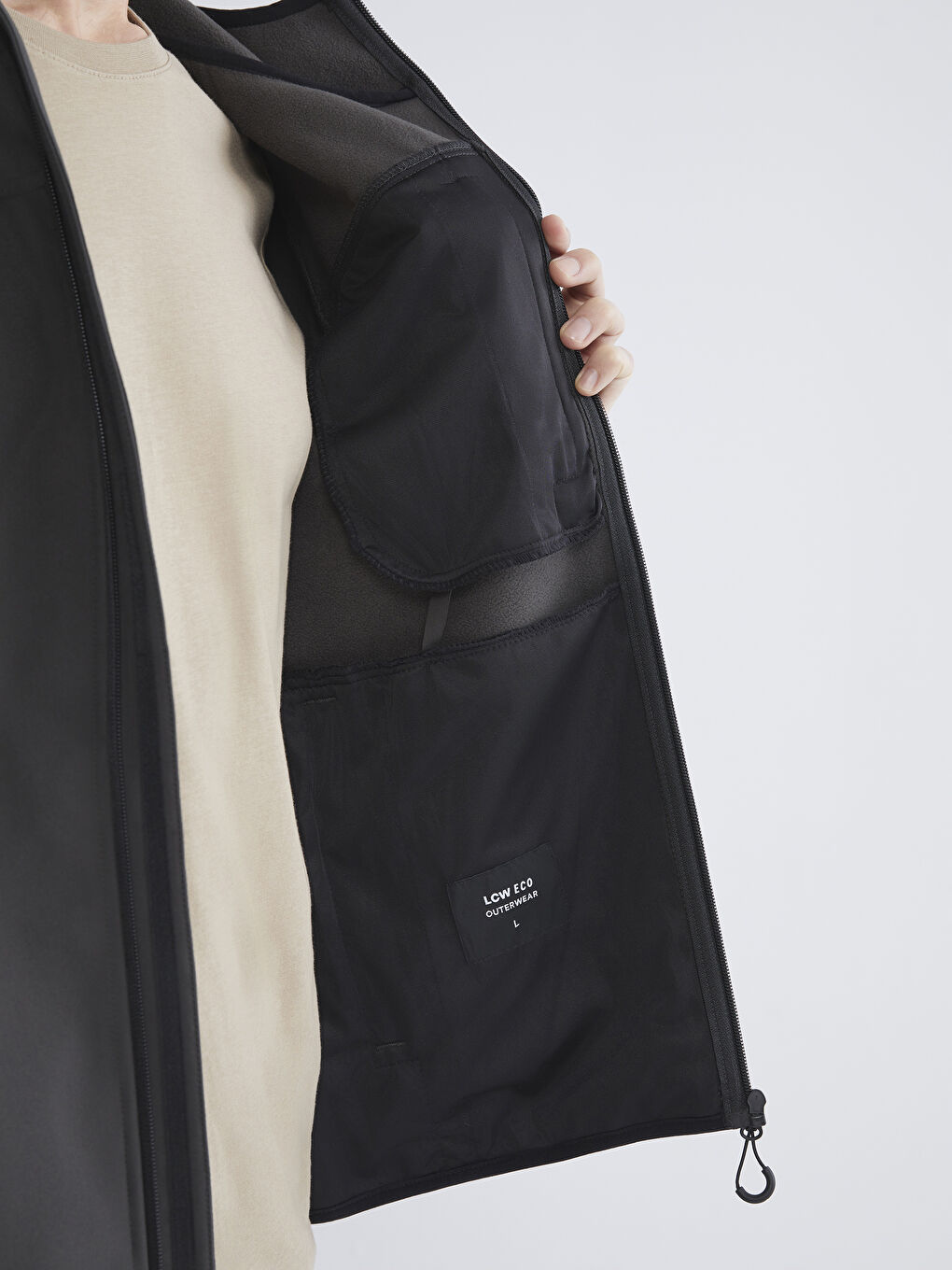 Gri Standart Kalıp Kapüşonlu Erkek Mont-4