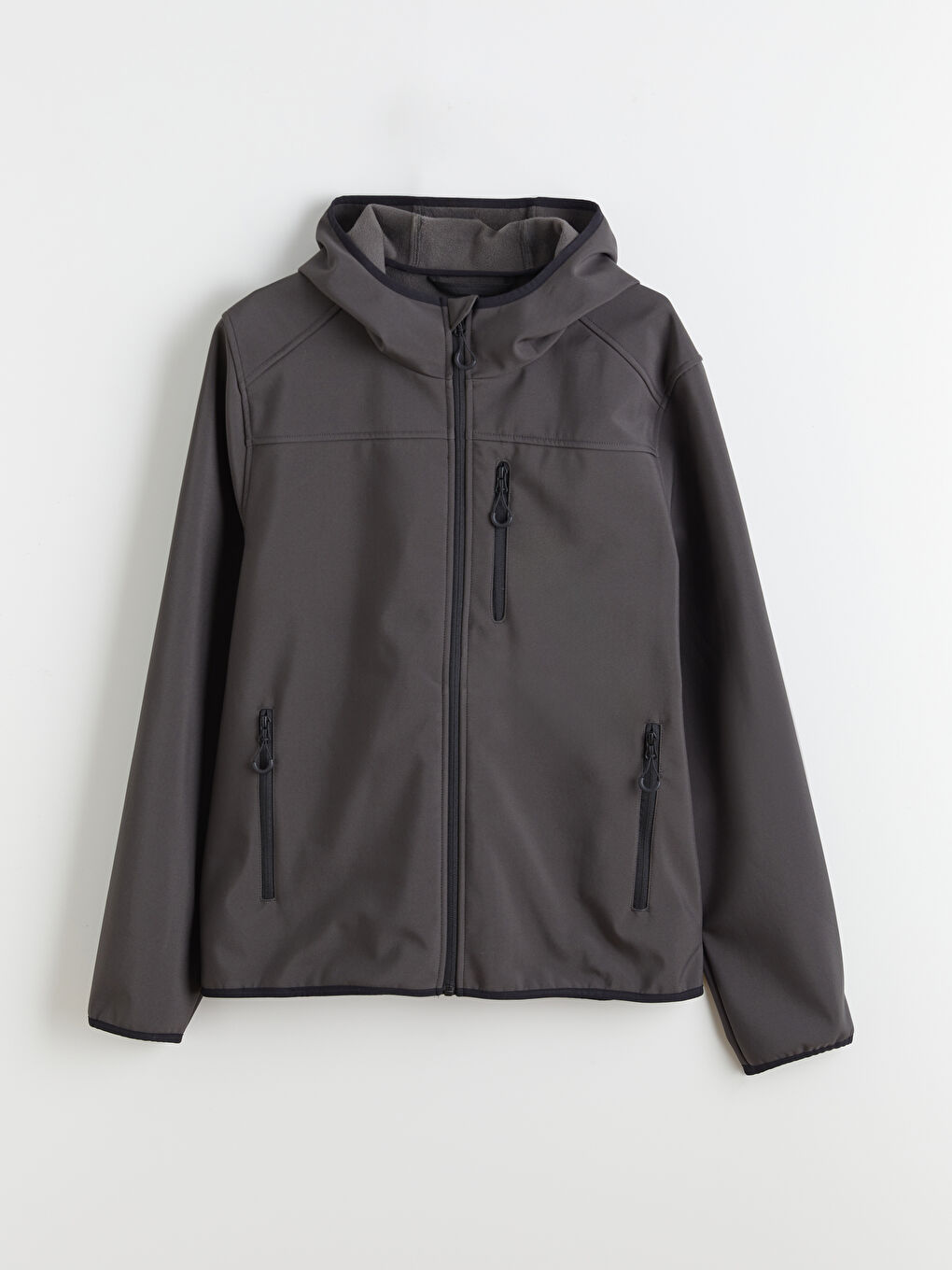 Gri Standart Kalıp Kapüşonlu Erkek Mont-6