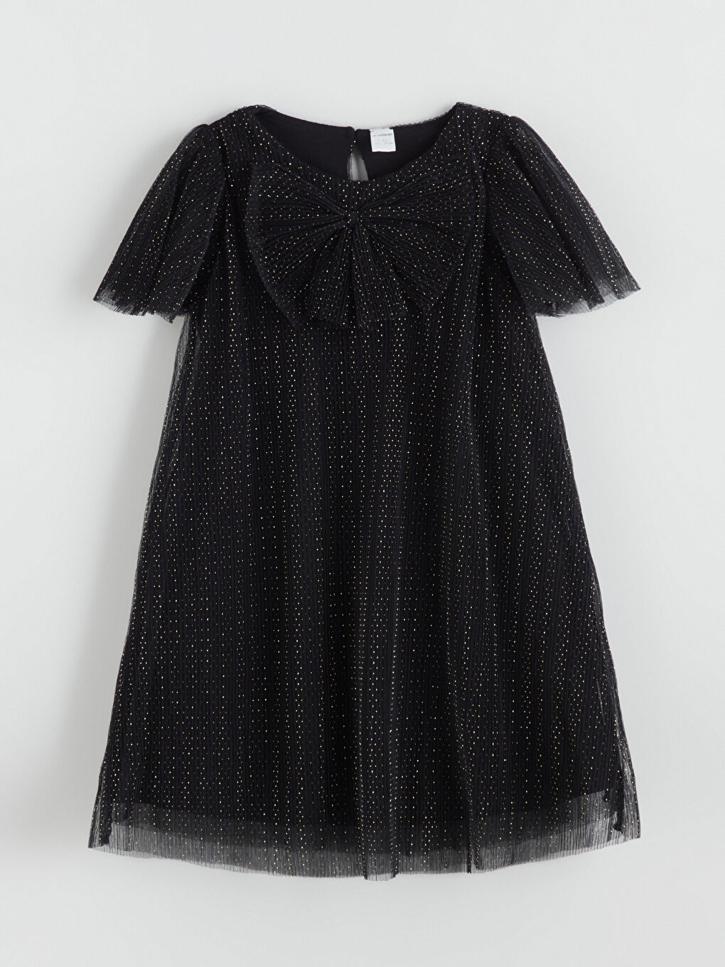 Crew Neck Ribbon Detailed Girls' Dress