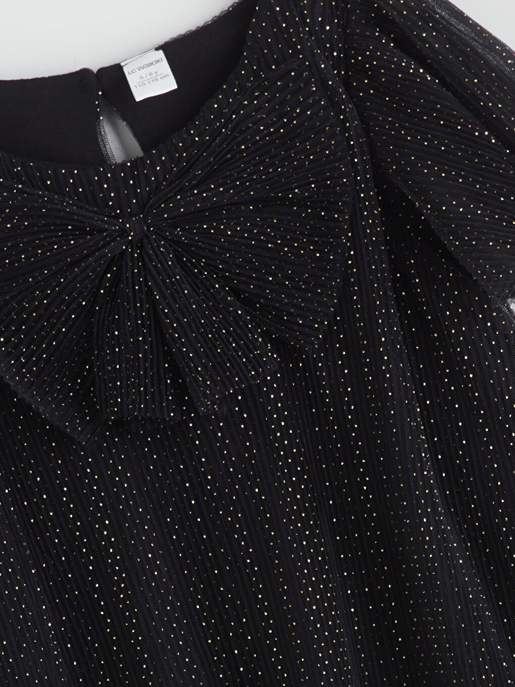 Crew Neck Ribbon Detailed Girls' Dress-2