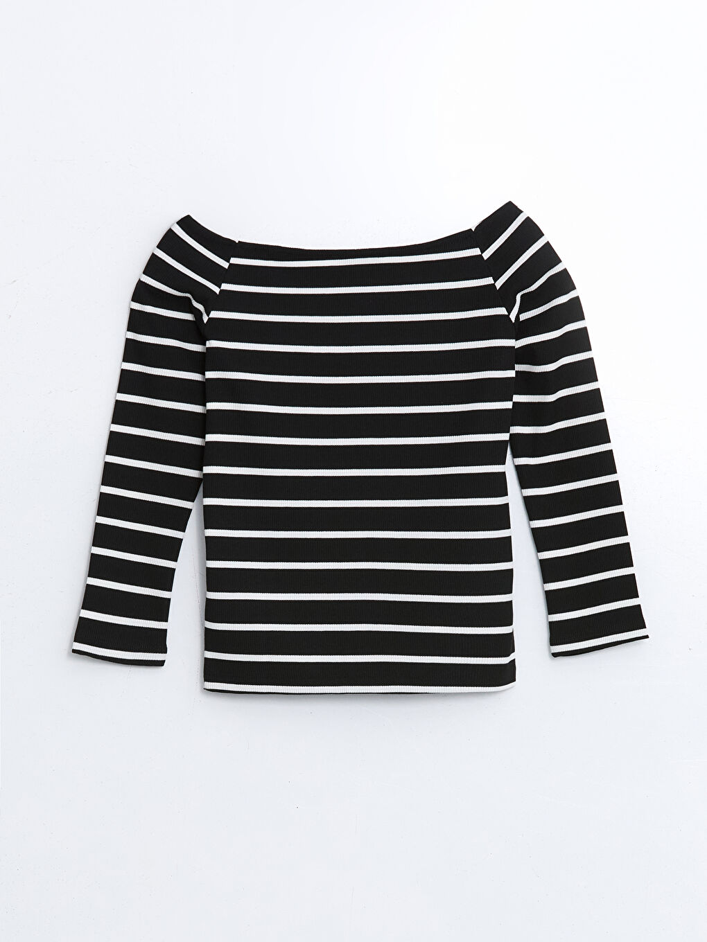 LCW ECO Slash Neck Striped Women's T-Shirt -W5ED47Z8-LEG