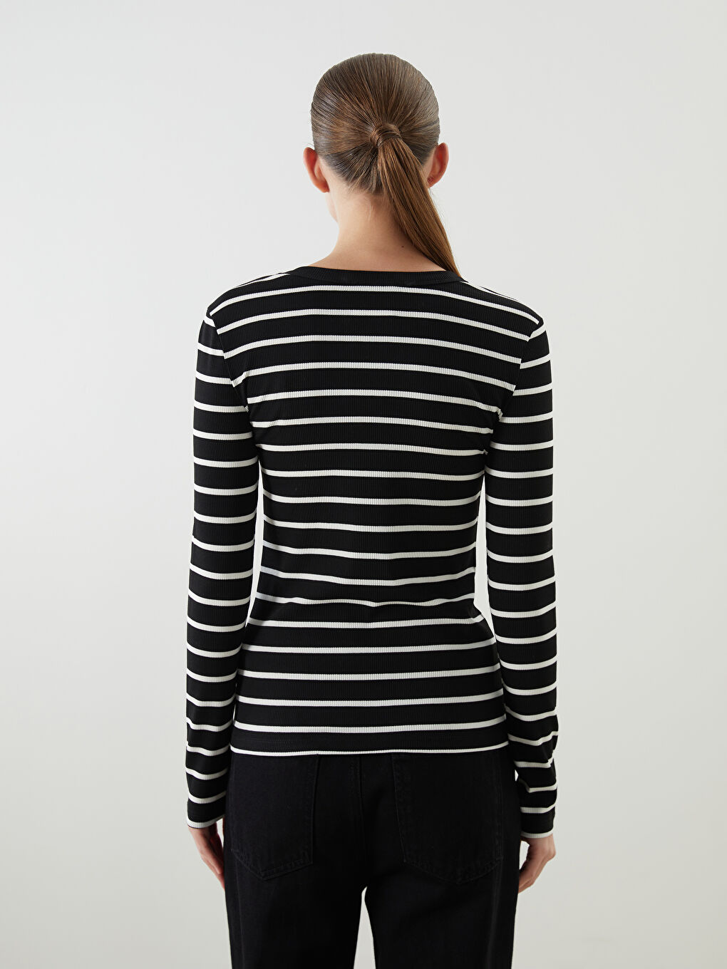 LCW ECO Crew Neck Striped Women's Body -W5ED48Z8-LEG