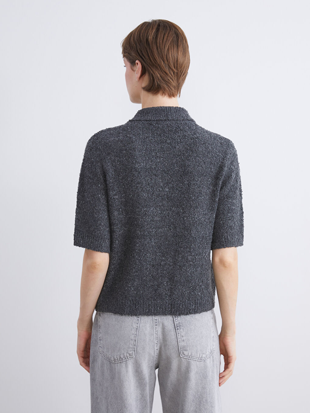 Collared Neck Women's Knitwear Cardigan-3