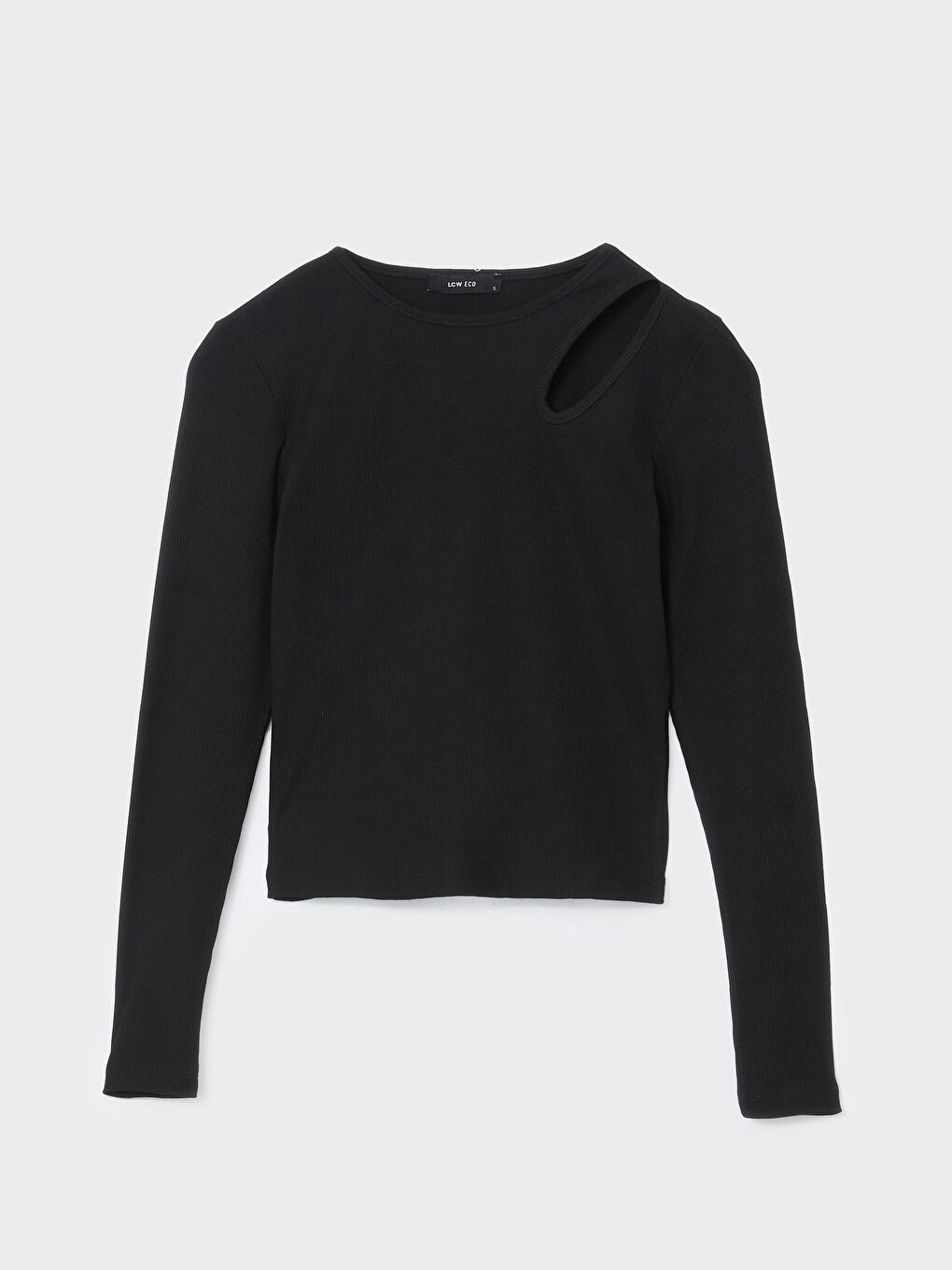 Siyah Bisiklet Yaka Pencere Detaylı Kadın Body-4