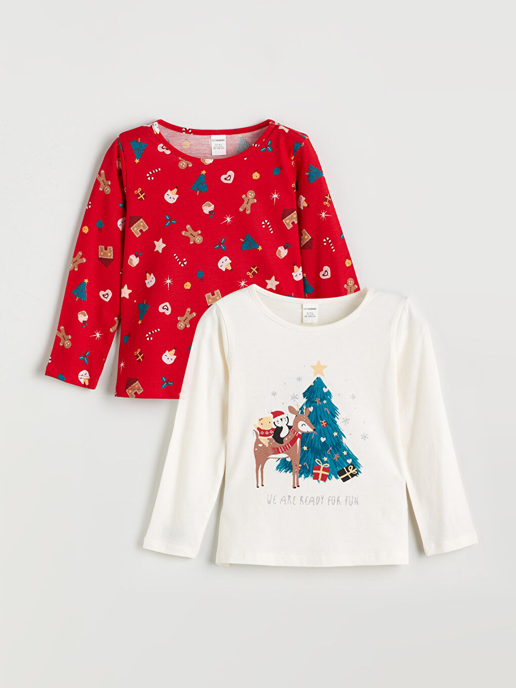Crew Neck Long Sleeve Girls' T-Shirt 2-Pack