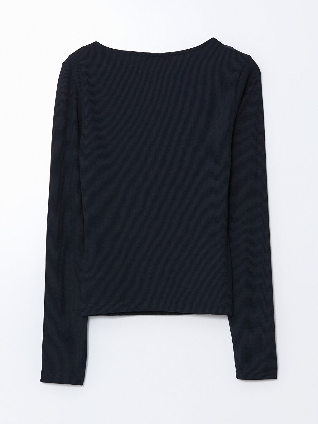 Lacivert Asimetrik Yaka Kadın Tişört-5