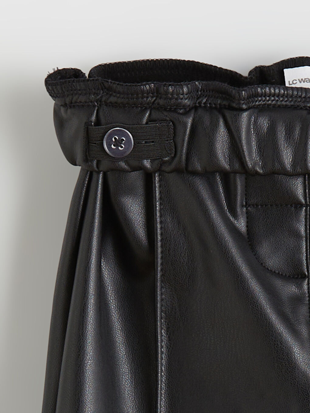 Girls' Faux Leather Trousers with Elasticated Waist-1