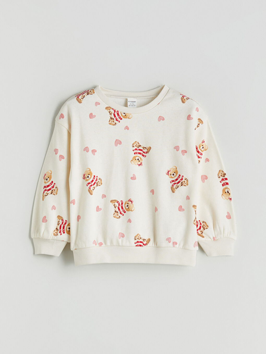 Crew Neck Printed Girls' Thick Sweatshirt