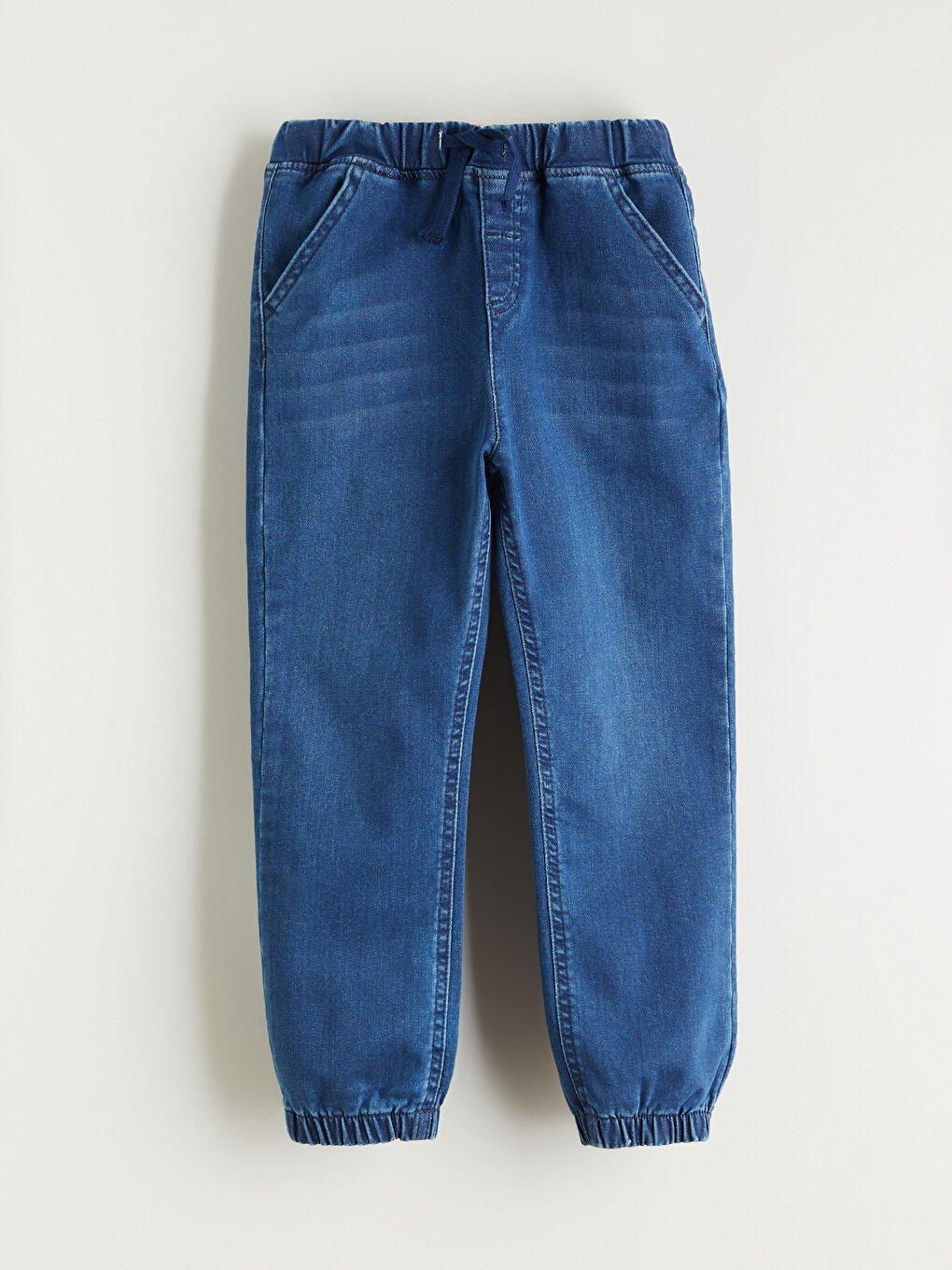İndigo Beli Lastikli Erkek Çocuk Jogger Jean Pantolon-1