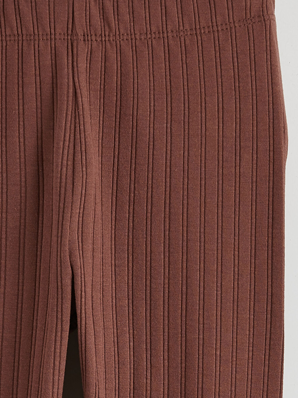 Kahverengi Beli Lastikli Basic Kız Çocuk Tayt-2