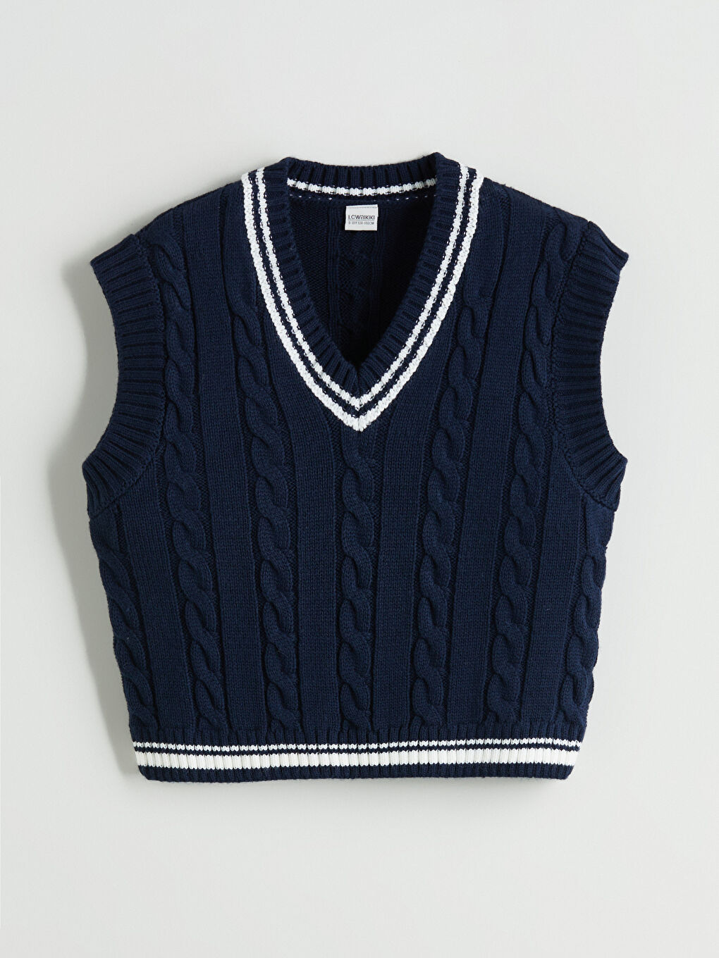 Lacivert V Yaka Kız Çocuk Triko Süveter