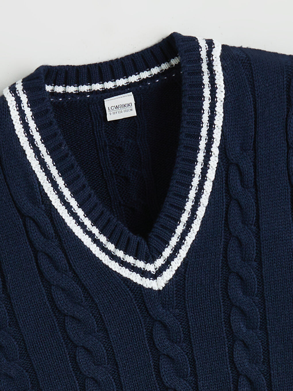 Lacivert V Yaka Kız Çocuk Triko Süveter-1