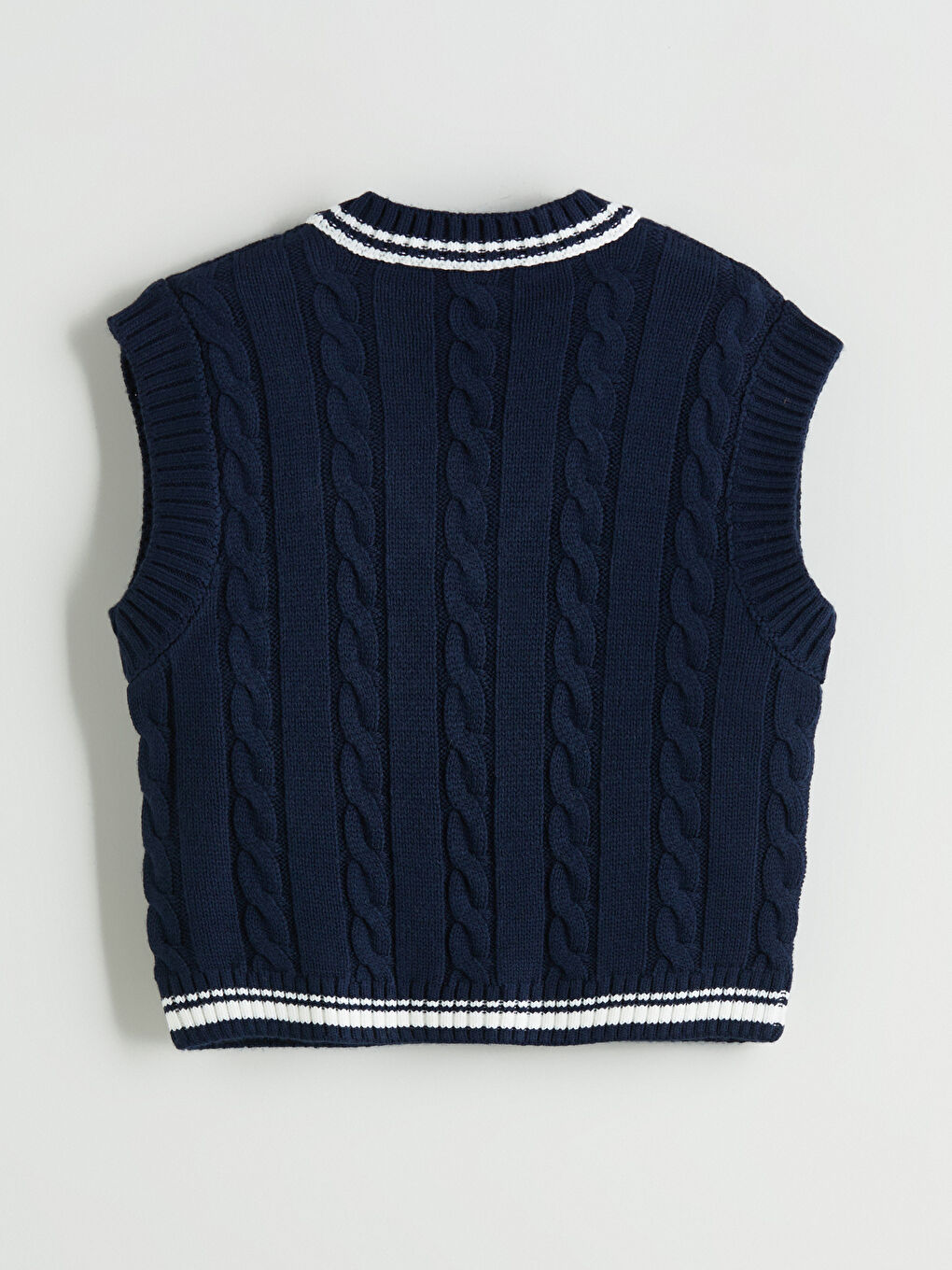 Lacivert V Yaka Kız Çocuk Triko Süveter-2