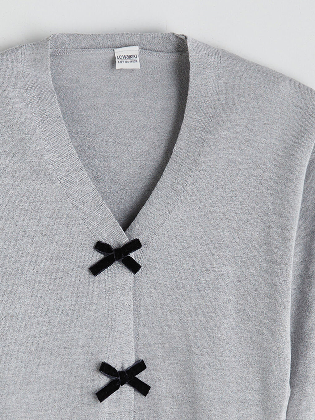V-Neck Bow Detailed Girls Knit Cardigan-2