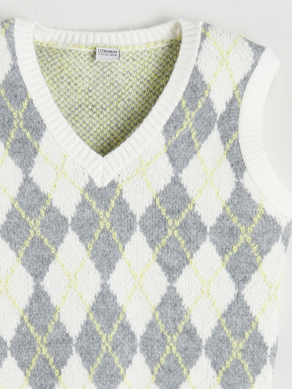 Ekru V Yaka Kız Çocuk Triko Süveter-4