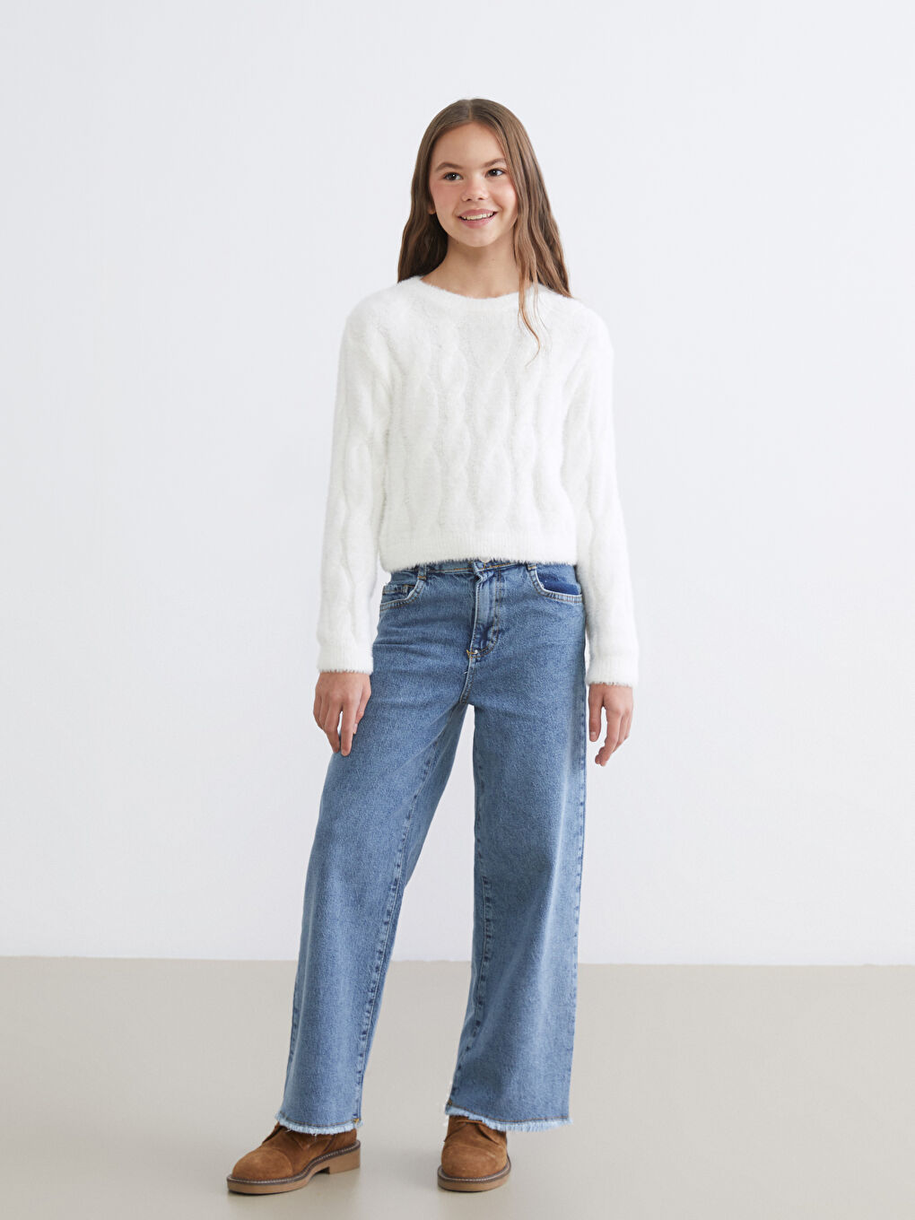 Crew Neck Girls' Sweater-1