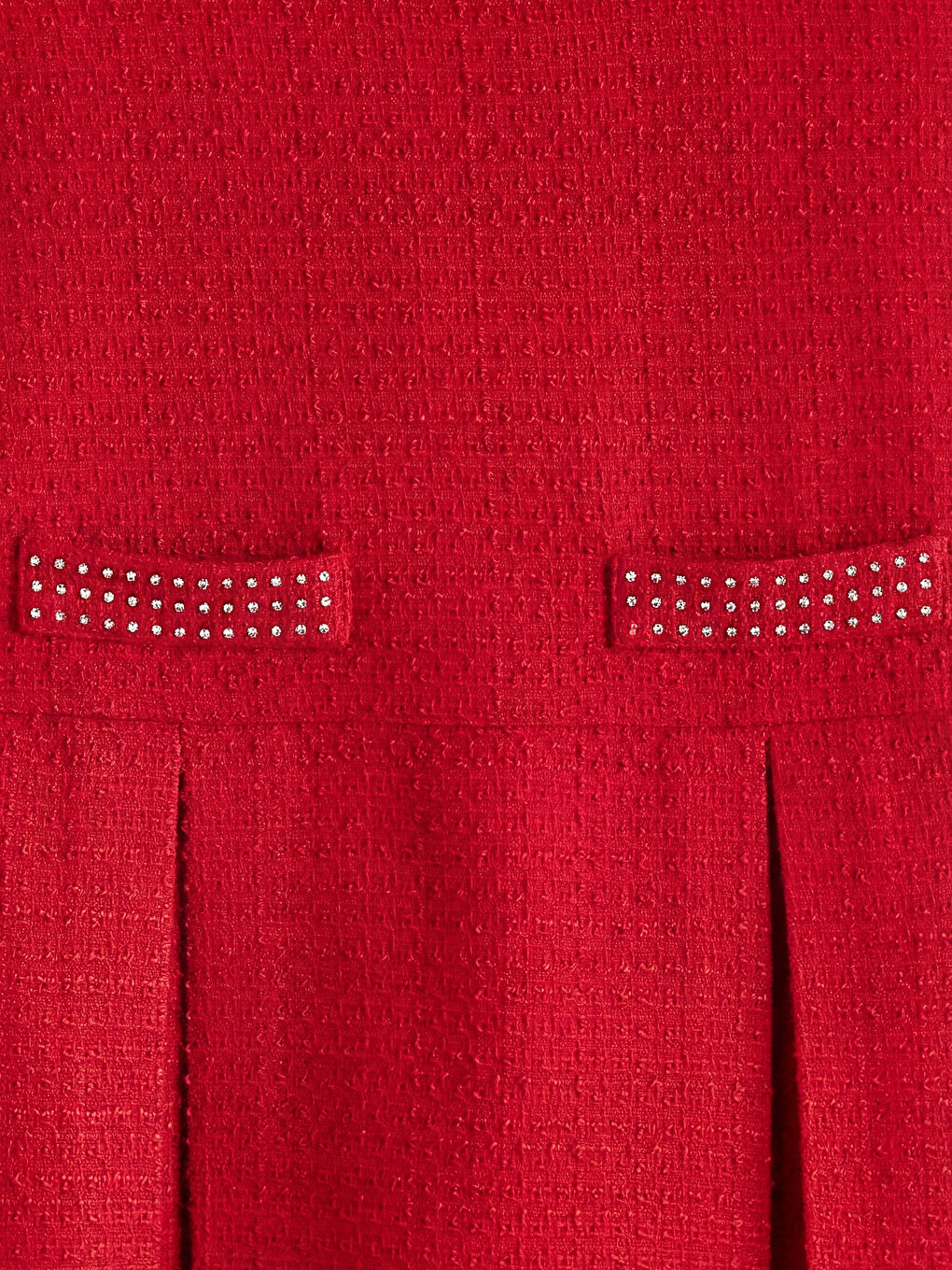 Square Collar Pleated Girls' Tweed Dress-2