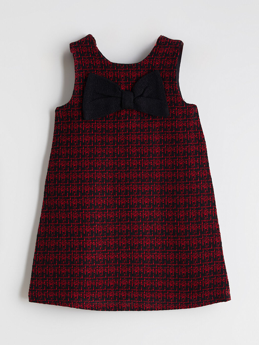 Crew Neck Dobby Fabric Girls' Dress