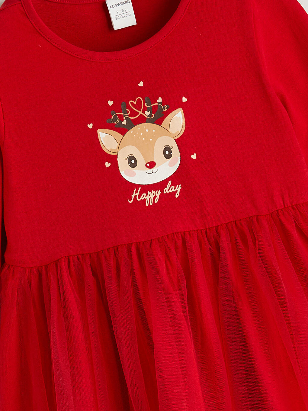Crew Neck Christmas Themed Girls' Dress-1