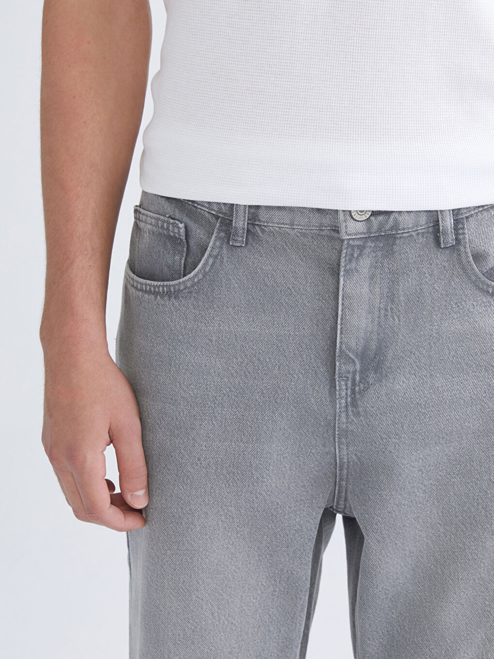 Gri Baggy Fit Erkek Jean Pantolon-2