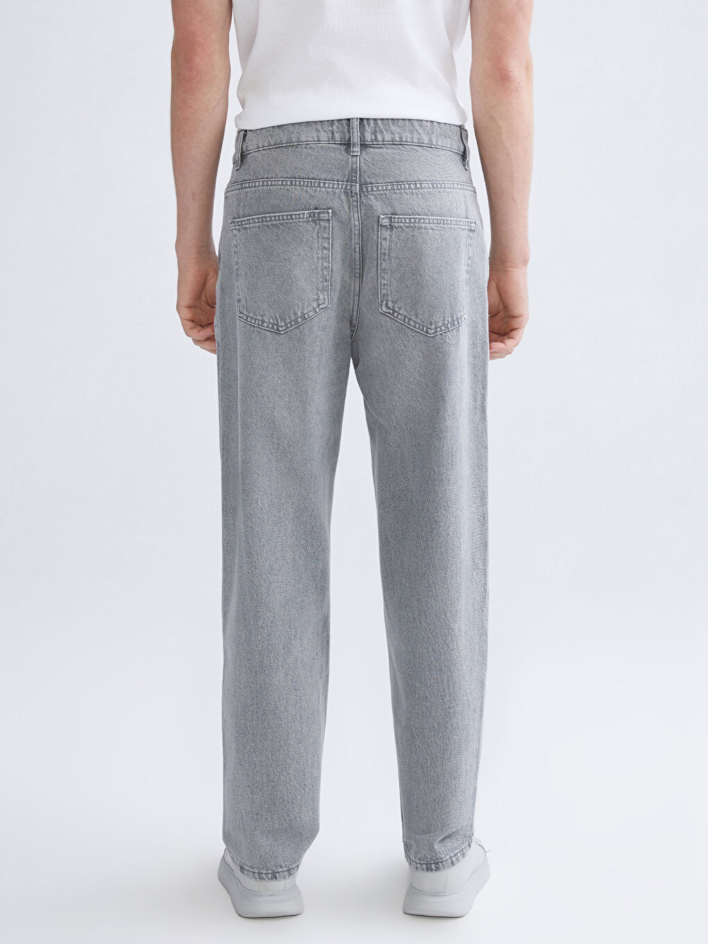 Gri Baggy Fit Erkek Jean Pantolon-3