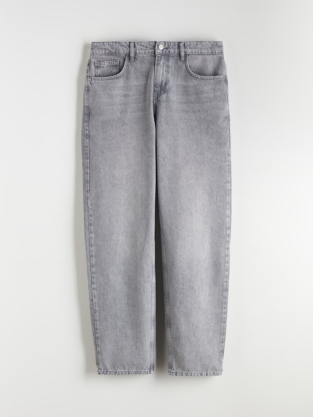 Gri Baggy Fit Erkek Jean Pantolon-4