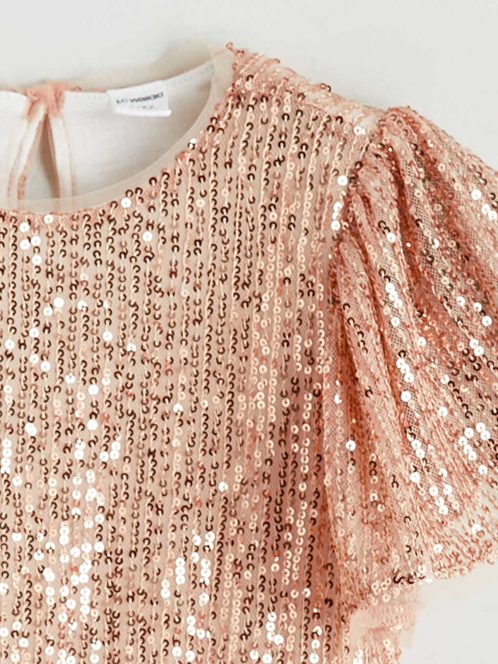 Turuncu Bisiklet Yaka Pul İşlemeli Kız Çocuk Elbise-2