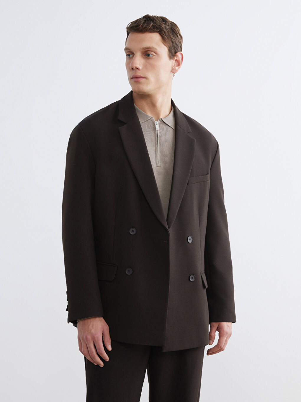 Kahverengi Standart Kalıp Erkek Blazer Ceket