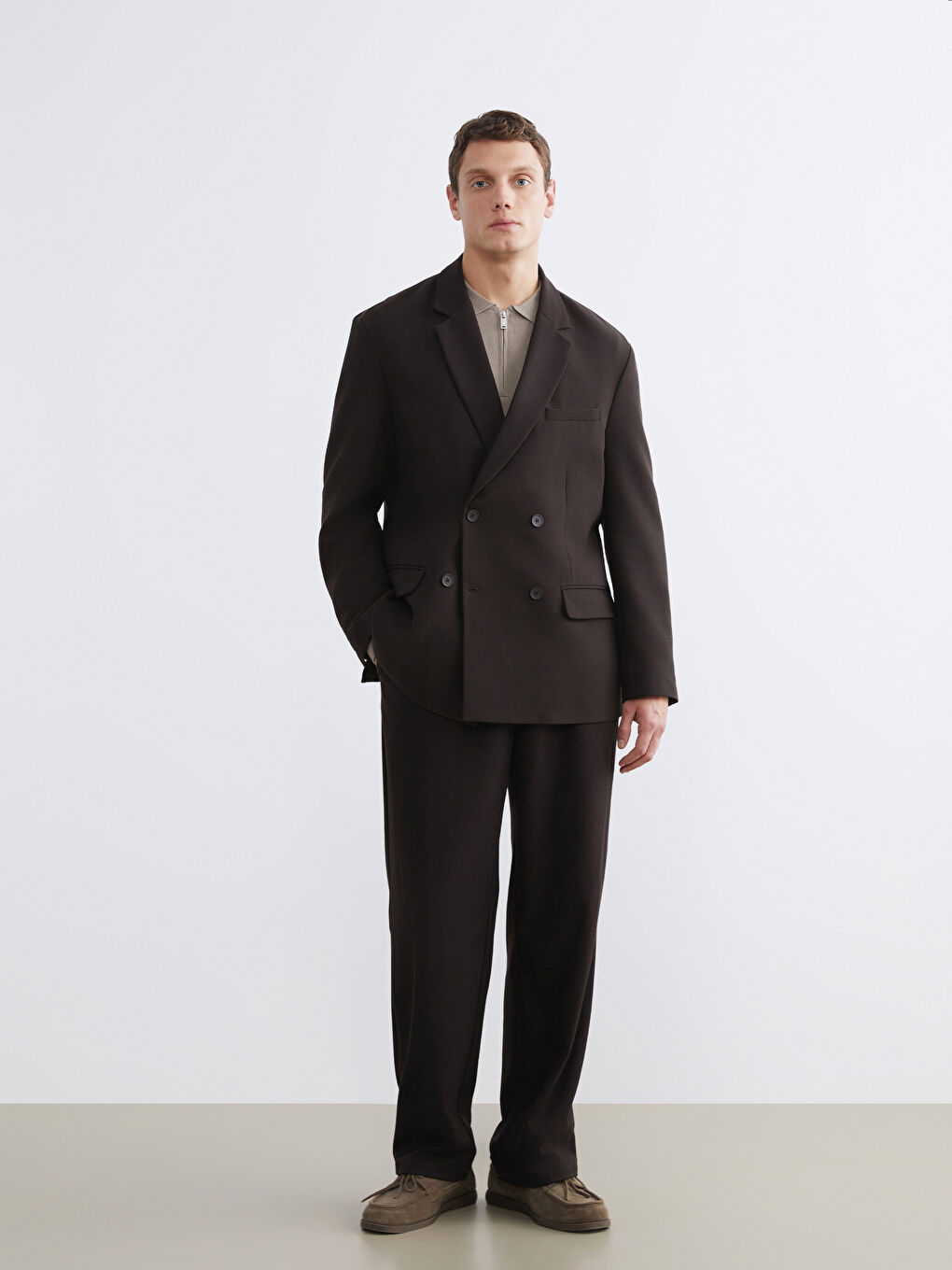 Kahverengi Standart Kalıp Erkek Blazer Ceket-1