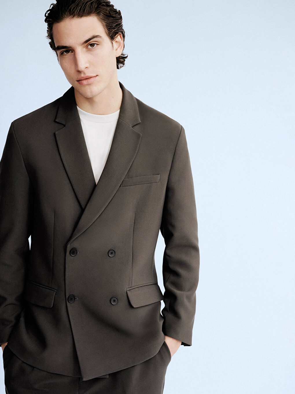 Kahverengi Standart Kalıp Erkek Blazer Ceket