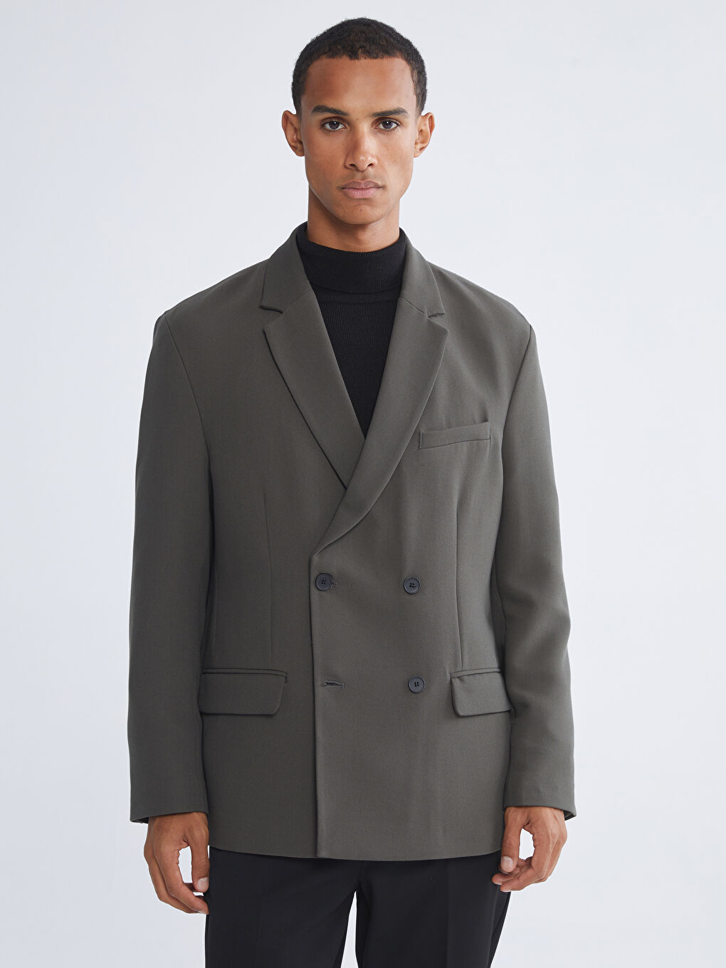 Haki Standart Kalıp Erkek Blazer Ceket