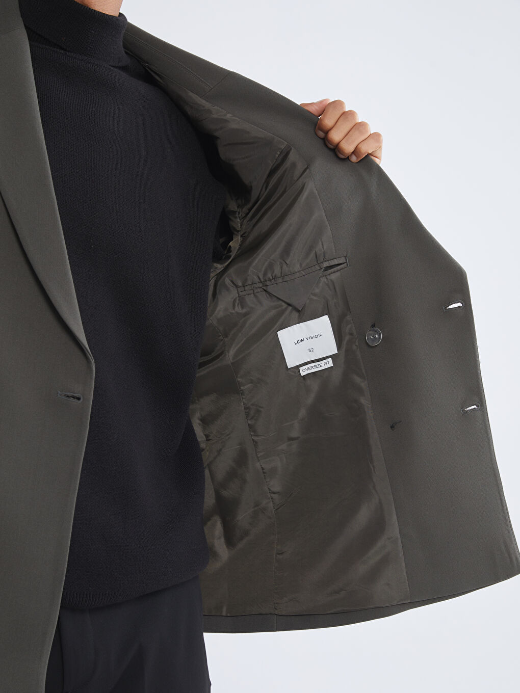 Haki Standart Kalıp Erkek Blazer Ceket-2