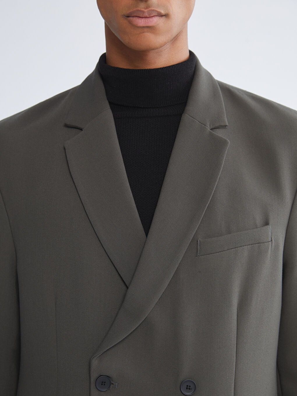 Haki Standart Kalıp Erkek Blazer Ceket-3