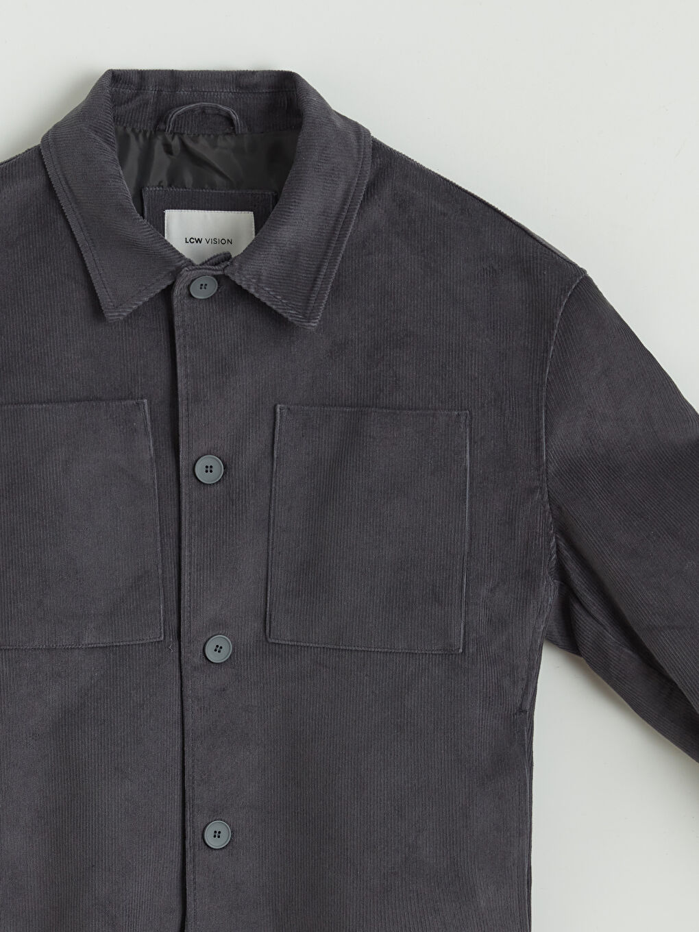 Antrasit Regular Fit Uzun Kollu Kadife Erkek Gömlek Ceket-1