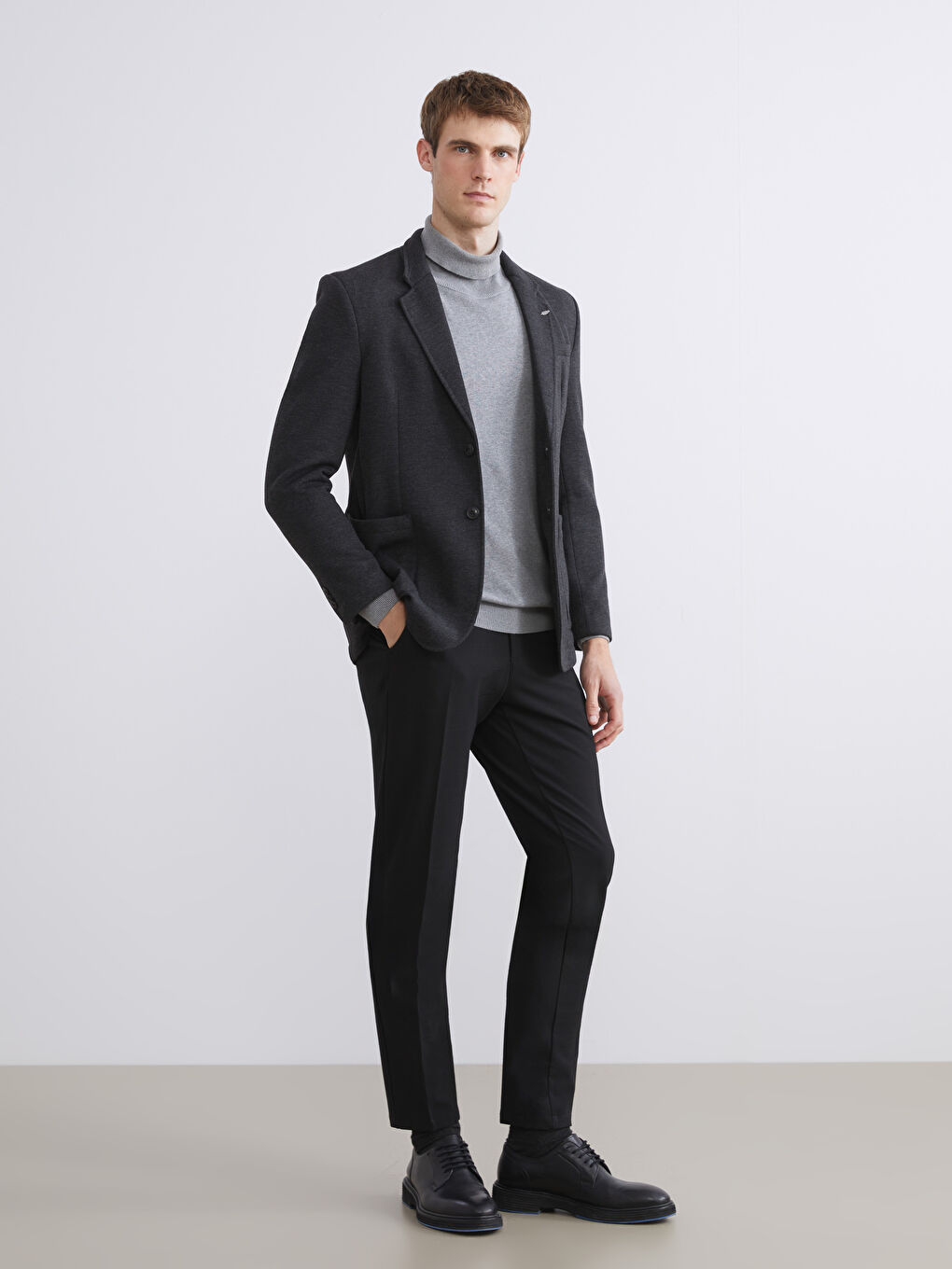 Antrasit Standart Kalıp Erkek Blazer Ceket-1