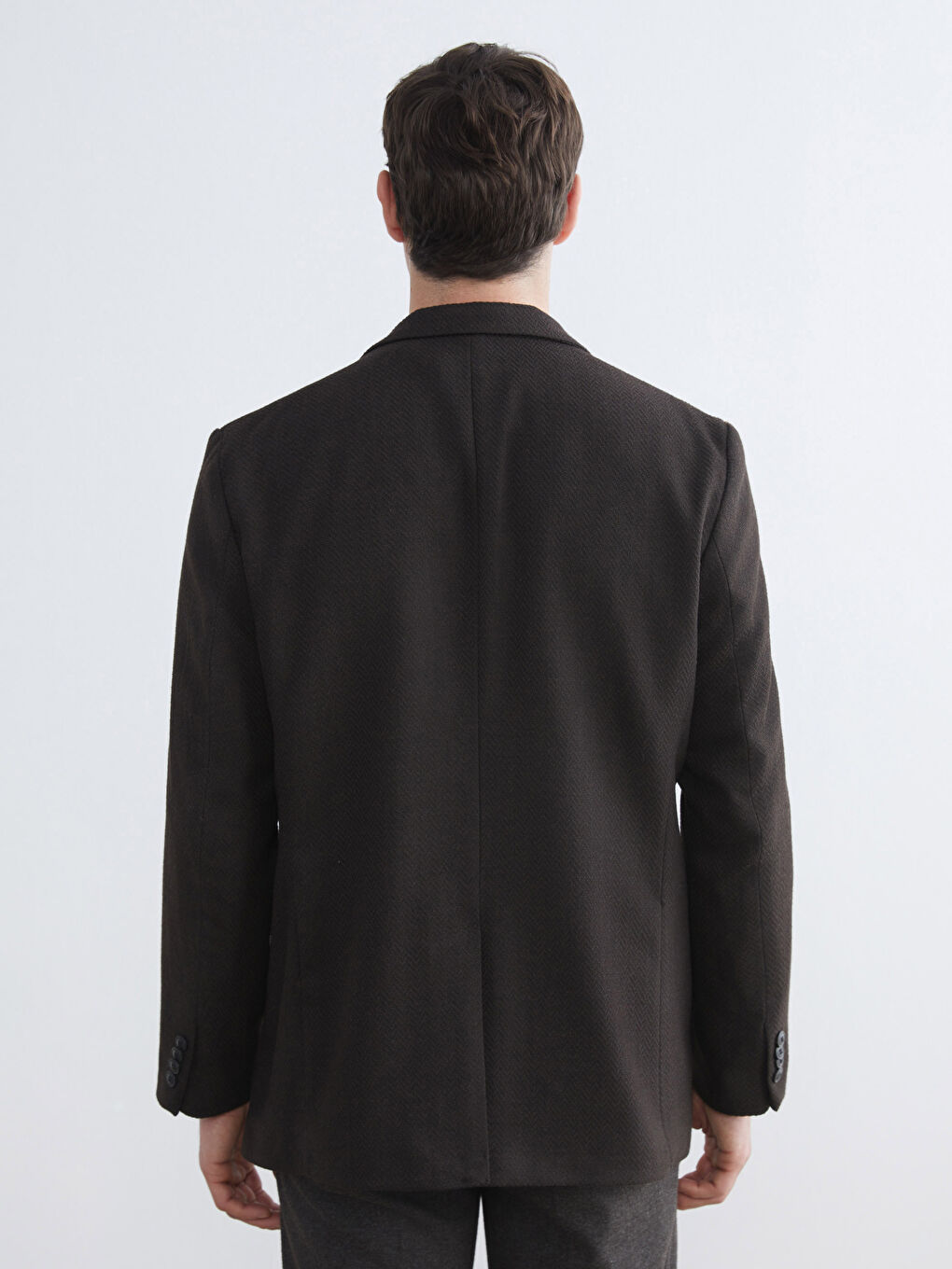 Kahverengi Standart Kalıp Erkek Blazer Ceket-3