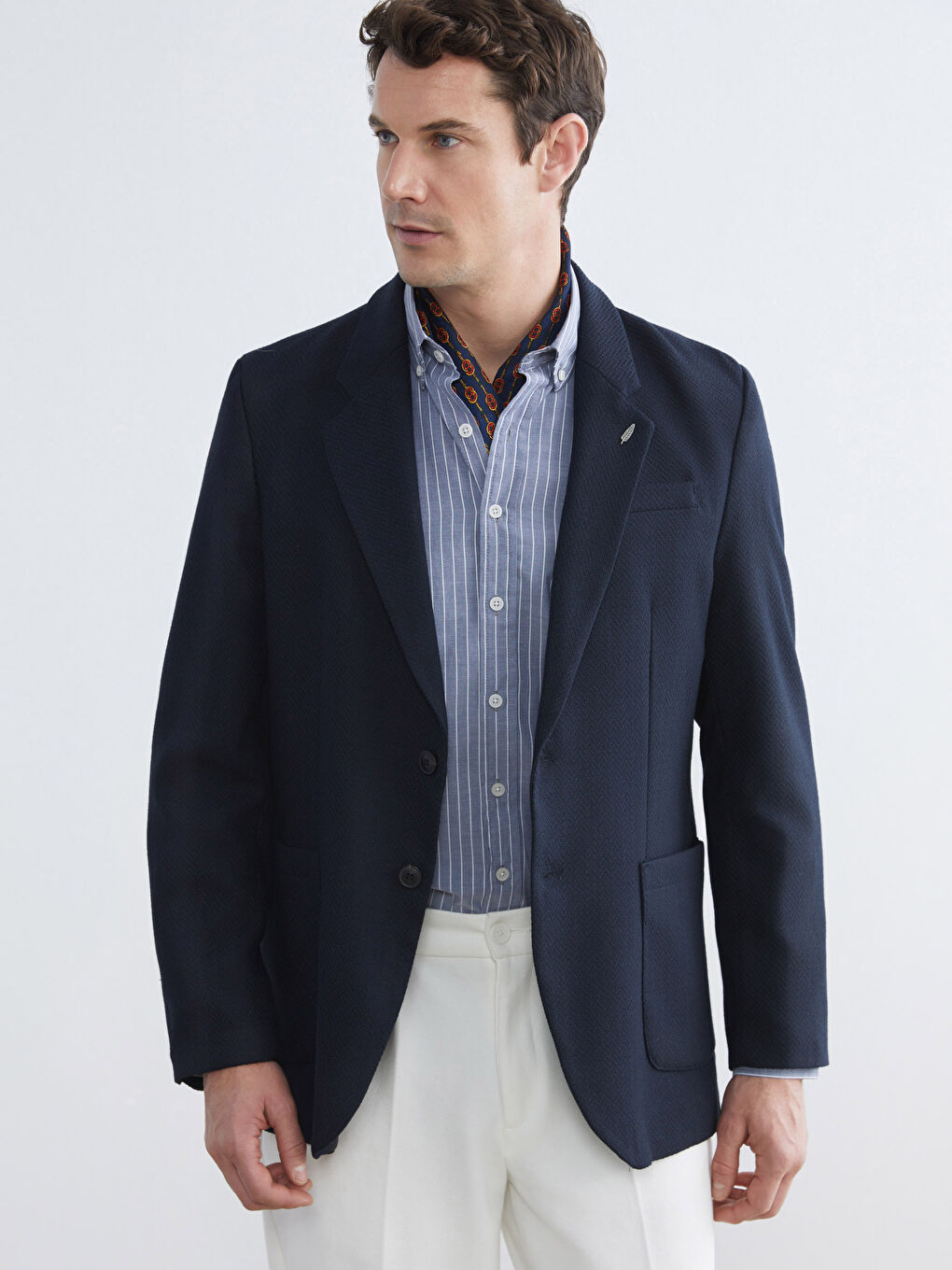 Lacivert Standart Kalıp Erkek Blazer Ceket